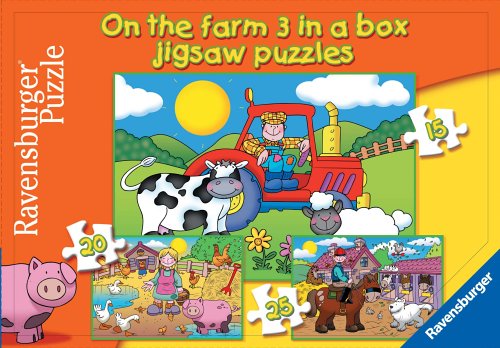Childrens Toyshop  Toys : Ravensburger Puzzle - 0n the Farm - 3 Puzzles in a Box
