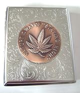 Silver Tone Cigarette Case W Copper Flower Design