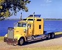 Yellow Kenworth Semi Truck Art Poster Print - 20" X 16"