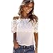 Doinshop Loose Women Off Shoulder Tops Lace Crochet Blouse Shirt Tee