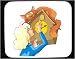 Decorated Mouse Pad with body, individuals, individual, setting, humans, woman, person, human, persons, cat, clock, people, hiding