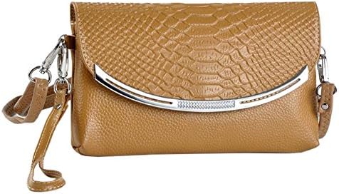 Tonsie Women Fashion PU CROCO Buckle Handbag Shoulder Bag Clutch Cross Body Apricot