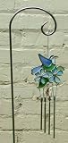 Outdoor Living : Bluebird Stained Glass Suncatcher Wind Chime with Shepherds Hook