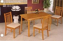 Solid Wood Oak Finish Butcher Block Table & 4 Chairs