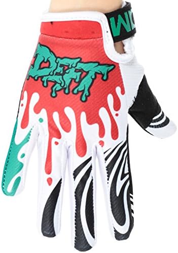 Deft Family Red-Teal Eqvlnt Slime Kids Mx Gloves (Kids L , Red)