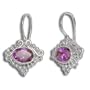 Sterling Silver Faceted Amethyst Latch Back Earrings by Sajen