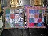 Review mogulinterior.com  / 2 Purple Gujrati Embroidered Sari Toss Pillow Cushion Covers