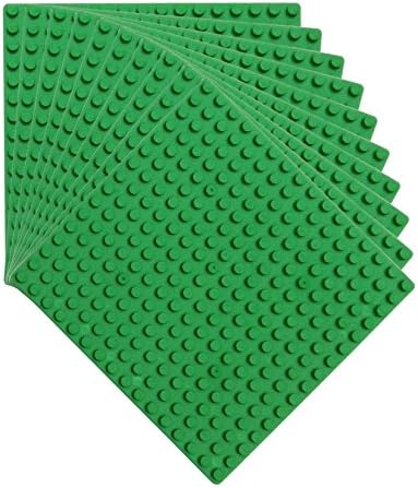 Brick Building Base Plates By In Demand Toys - Small 5"x5" Baseplates (4 Pack GREEN) - Tight Fit with Lego-Compatible