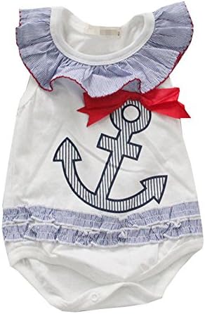 Intrans Baby Girl Navy Style Cotton Sailor Sleeveless Bodysuit 9-12 Months Blue