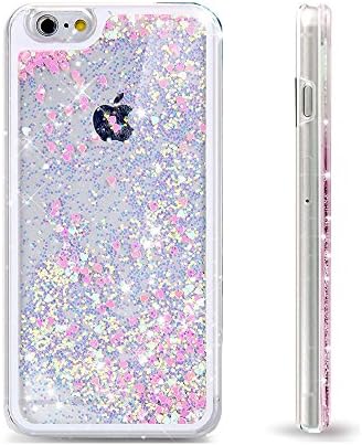 Vnc Fashion Creative Design Flowing Floating Luxury Bling Glitter Sparkle Love Heart Hard Case for Apple Iphone 6/ Iphone 6s (Love:Pink)