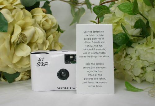 Spring Rose(TM) 10 Classic White Wedding Party Disposable Cameras with Gift Box and Matching Tent Cards, 27 Exposures, 400 Speed Film. Let Your Guests Help You Make Memories. This Beautiful Camera Sits on Your Reception Tables and Is Used By the Guests to Capture Special Moments At Your Wedding Party or Event.