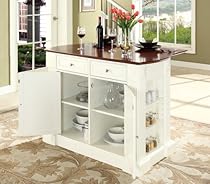 Hot Sale Crosley Furniture Drop Leaf Breakfast Bar Top Kitchen Island in White Finish
