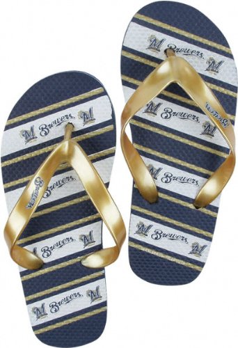 Milwaukee Brewers Thematic Striped Flip Flop