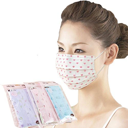 HDYD 3 Layer Cartoon Printed Non-woven Fabric Disposable Surgical Dust Filter Ear Loop Mouth Cover Face Mask Pack of 30 (Random Color)
