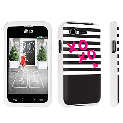 DuroCase ® LG L34C Optimus Fuel / LG Optimus Zone 2 VS415PP Hard Case White - (XOXO Love)