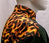 CHEFSKIN EXECUTIVE CHEF JACKET FLAMES BLACK LS ALL SHOULDER CUFF COLLAR