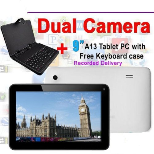 NEW 9 Inch dual camera Android 4.0.3 AllWinner A13, DDR3 512MB touch screen Tablet Built-in WIFI 8gb with free keyboard On Sale