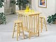3pc Mission Style Wood Breakfast Bar Table & 2 Stools Set