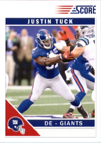 2011 Score Football Card # 192 Justin Tuck - New York Giants - NFL Trading Card In a Protective Screwdown Case!
