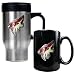 Phoenix Coyotes NHL Stainless Steel Travel Mug & Black Ceramic Mug Set - Primary Logo by Great American Products