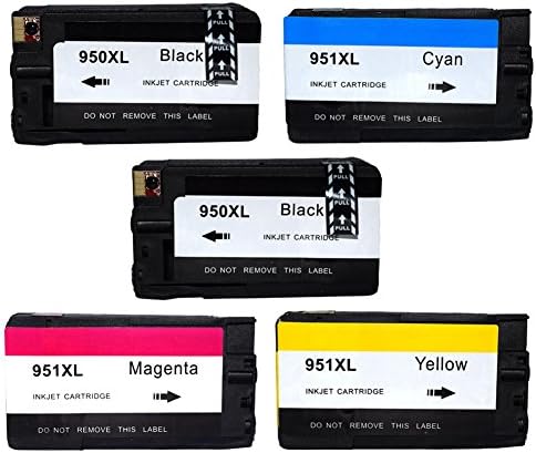 DOAO 5 packs Replacement for HP 950XL 951XL Ink Cartridges High Yield Compatible with HP Officejet Pro 8610 8620 8600 8600 plus 8100 8630 8640 8660 8615 8625 251dw 271dw Printer