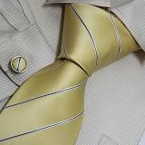 Gold Striped Neck Ties Hot Pink Christmas Gifts for Dad Accessories Silk Tie Cuff Links Set 8017