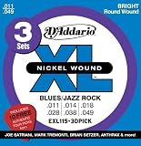 D’Addario EXL115-3DPICK Nickel Wound Electric Guitar Strings – 3 Sets, Blues-Jazz Rock, 11-49, 3 Sets with Collectable Picks