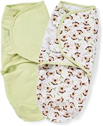 The Original SwaddleMe Adjustable Infant Wrap (2 Pk. Monkey &amp; Sage - S-M)