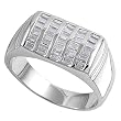 Sterling Silver Men's Ring - Clear CZ - 5mm Band Width - 11mm Face Height - Sizes: 9-14
