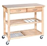 Euro Style Wood Kitchen Cart Katie-L Chrome Dining Cart (Style: Natural Wood/Chrome)