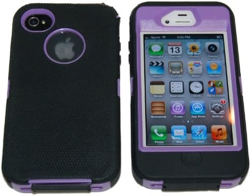 HomeBoat Iphone4/4S Defender Body Armor Case Comparable to Otterbox Defender Series (purple/black)