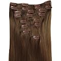 Clip In Extensions 100% Kanekalon 8 teiliges Haarverl�ngerungsset 50 cm Farbe #8 hellbraun