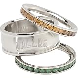 LogoArt Dallas Stars Crystal Stacked Ring Set of 3