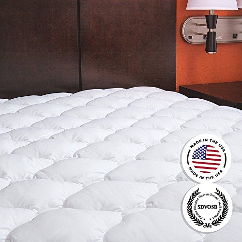 Mattress Pad with Fitted Skirt - Extra Plush Topper Found in Marriott Hotels - Made in the USA, King