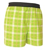 Lime Green and White Tartan Plaid Check Cotton Flannel Plaid check boxers boxer shorts available in 3 Youth sizes exposed waist false fly