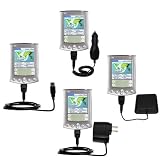 Road Warrior Kit for the PalmOne m515 includes a Car & Wall Charger AND USB cable AND Battery Extender - Gomadic Brand w/ TipExchange Technology
