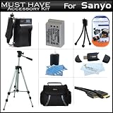 Must Have Accessory Kit For Sanyo VPC-SH1 High Definition Camcorder Includes Extended (1300Mah) Replacement DB-L90AU Battery + AC/DC Travel Charger + Deluxe Case + Tripod + Mini HDMI Cable + USB 2.0 SD Reader + Much More