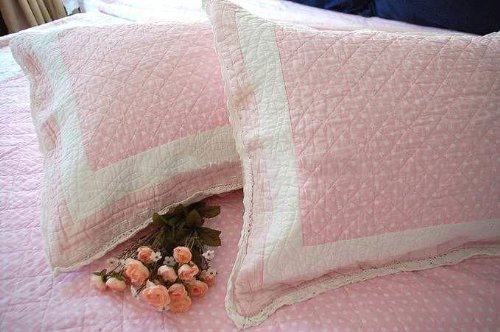 Shabby Chic Pink Dots 4PC Quilt/Bedskirt/Shams set