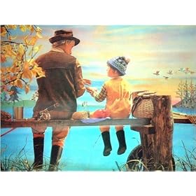 3D Lenticular Picture / Poster 10.5" X 13.5" - GRANDAD/SON ON THE BRIDGE