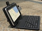 HDE 7 Tablet Stand with USB Keyboard - Black Faux Leather Carrying Case