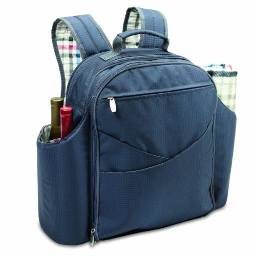 Picnic Time Carnaby St. Big Ben Insulated Backpack Picnic Cooler with Deluxe Service for Four