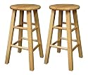 Winsome Wood 24-Inch Square Leg Barstool with Natural Finish, Set of 2