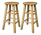 IMAGE OF Winsome Wood 24-Inch Square Leg Barstool with Natural Finish, Set of 2