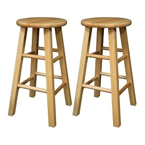 Winsome Wood 24-Inch Square Leg Barstool with Natural Finish, Set of 2 by Winsome Wood