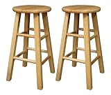 Winsome Wood 24-Inch Square Leg Barstool with Natural Finish, Set of 2