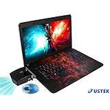 USTEK&reg; Laptop Cooler Cooling Pad Super Mini Portable USB Cooling Fan Air Extracting Vacuum with LED Display Wind Speed Adjustable for Notebook Laptop Color Black