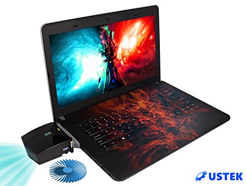 USTEK® Laptop Cooler Cooling Pad Super Mini Portable USB Cooling Fan Air Extracting Vacuum with LED Display Wind Speed Adjustable for Notebook Laptop Color Black