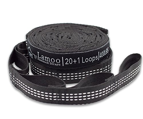 Lamoo Hammock Straps - Super Long 10 ft & 40 Loops & 100% No Stretch Suspension System Kit. Set of 2