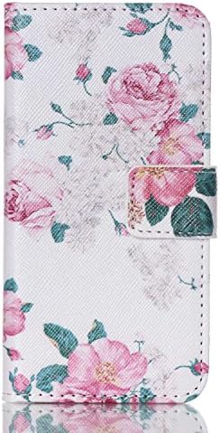 iPod Touch 5 Case, Hongqing Shop Slim Fit Stand Hybrid Shockproof Scratch Impact Resistant Premium PU Leather Wallet Flip Cover Case Built-in Credit Card Slots Cash Pocket Magnetic Closure (Peony)