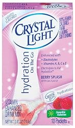 Crystal Light On The Go Hydration, Natural Berry Splash, 10-Count Boxes (Pack of 6)